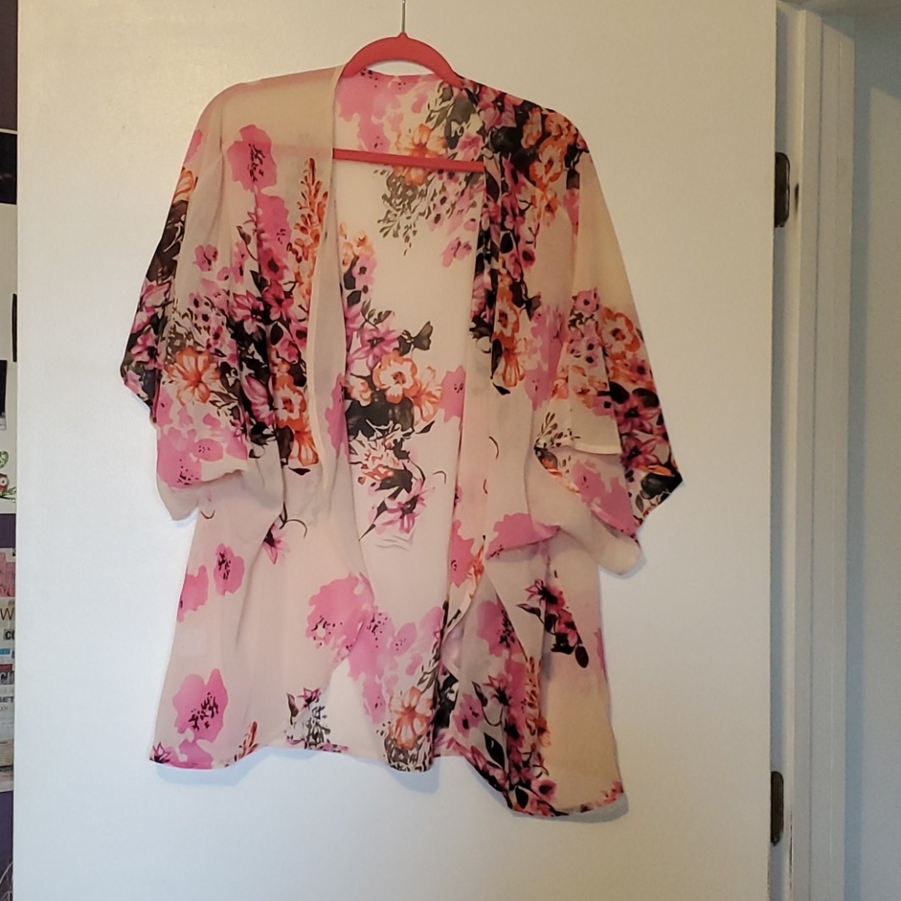 Pink floral shawl